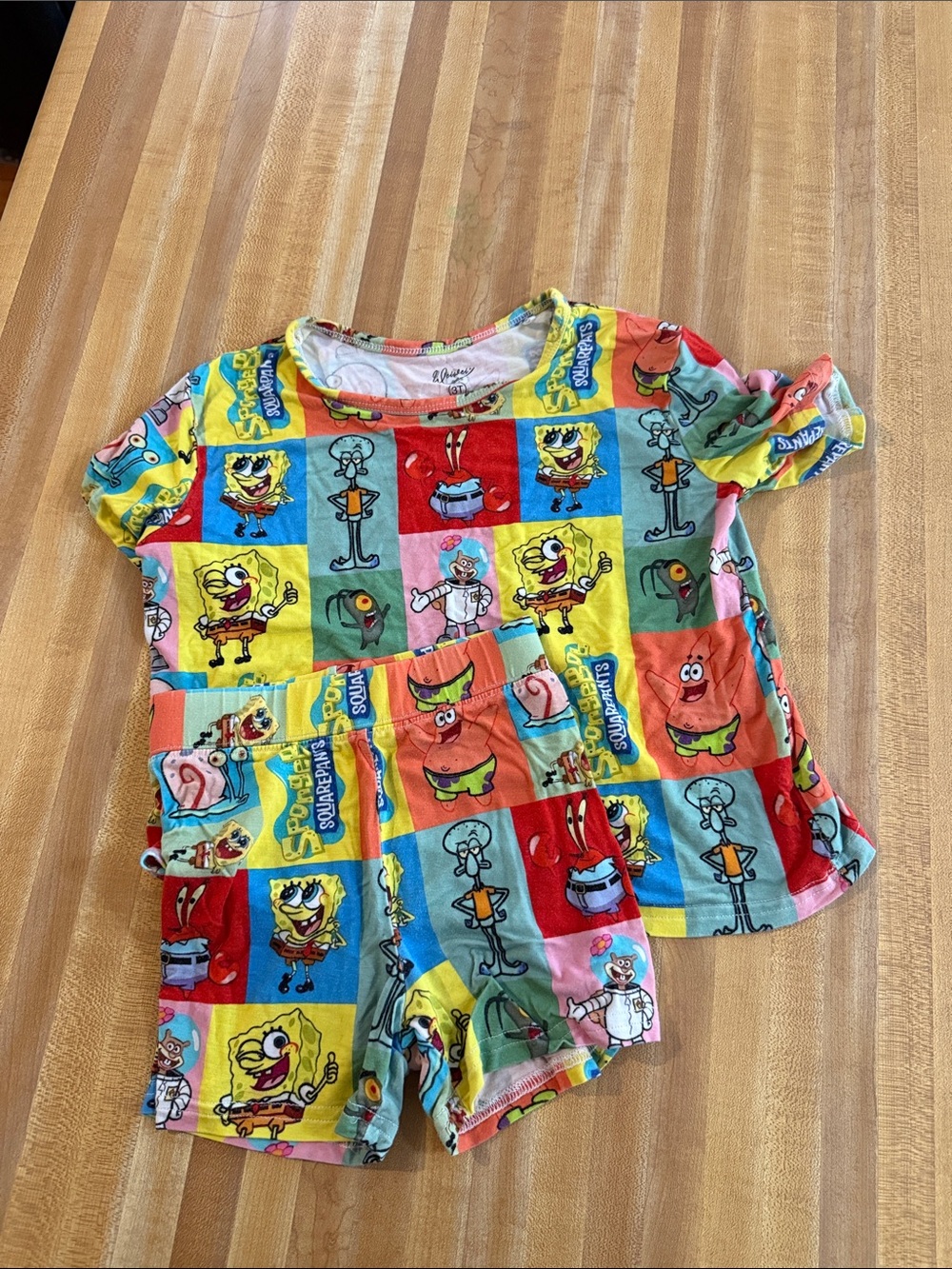 SpongeBob SquarePants Multicolor  Short Sleeve Tee & Shorts Bamboo Pajama Set